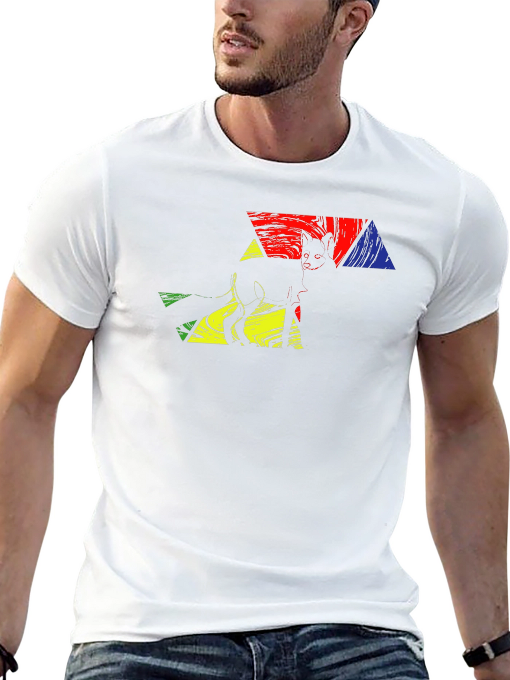 Abstract Cat Art Graphic T-Shirt