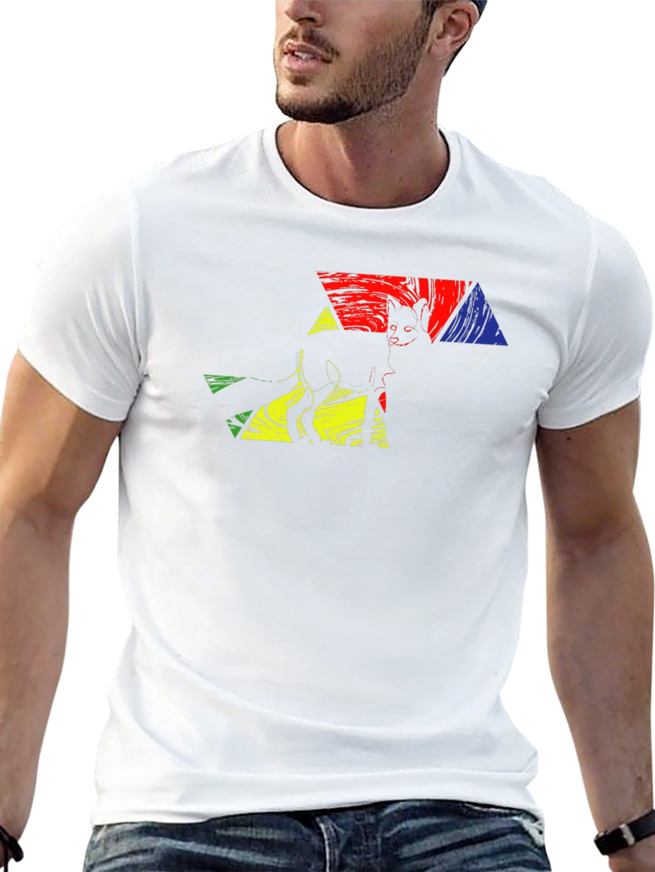 Abstract Cat Art Graphic T-Shirt