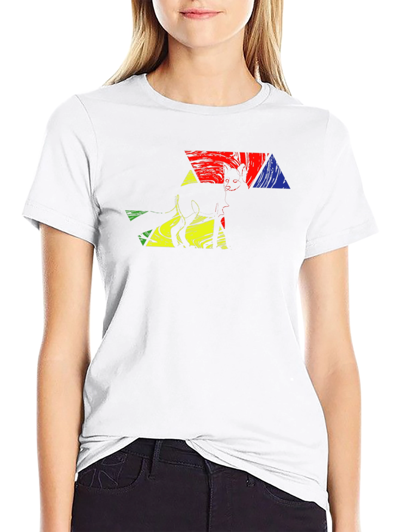 Abstract Cat Art Graphic T-Shirt