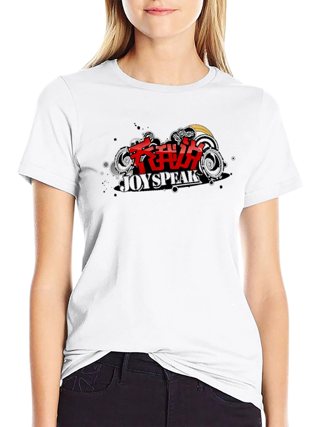 Trendy Black T-Shirt with JoySpeak Graphic