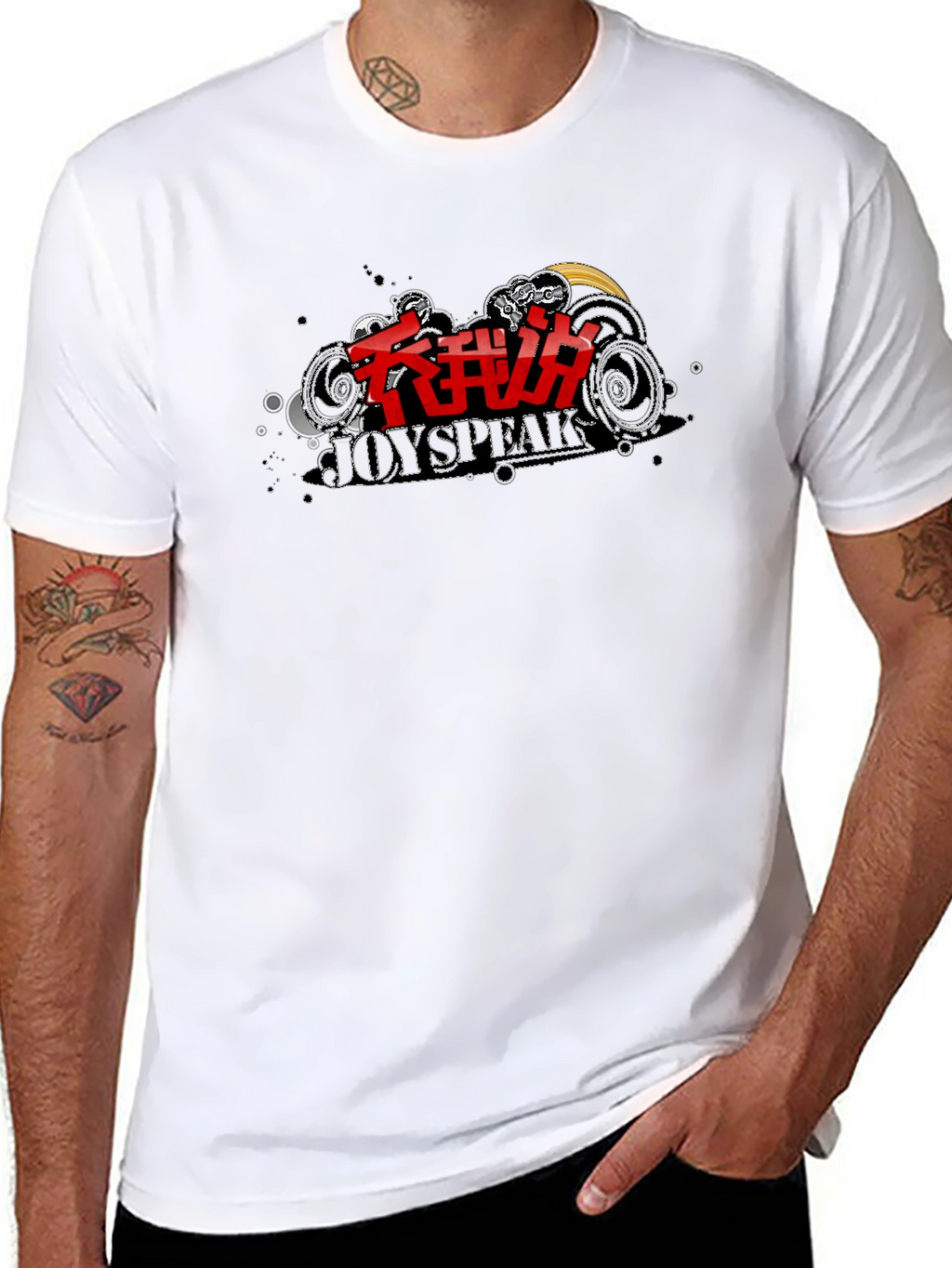 Trendy Black T-Shirt with JoySpeak Graphic
