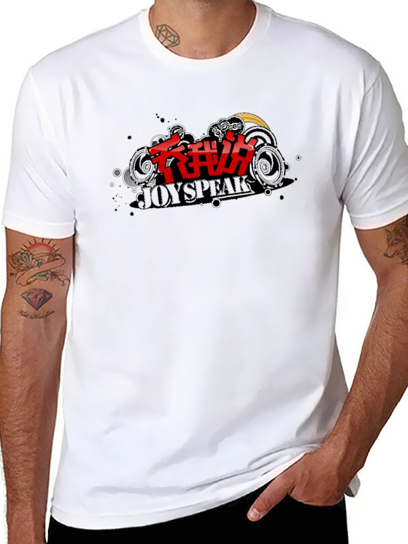 Trendy Black T-Shirt with JoySpeak Graphic