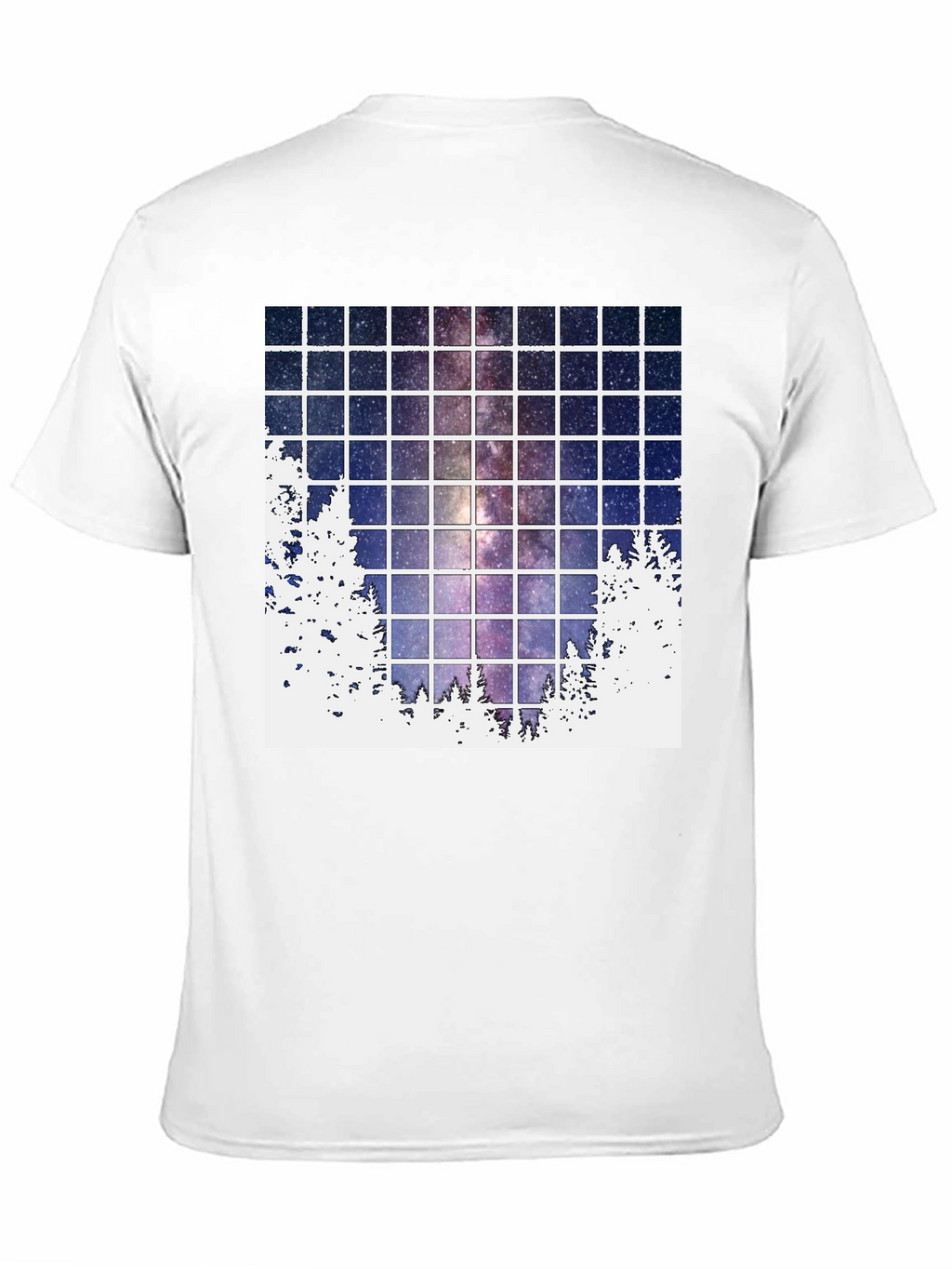 Galaxy Grid T-Shirt: Night Sky Forest Tee