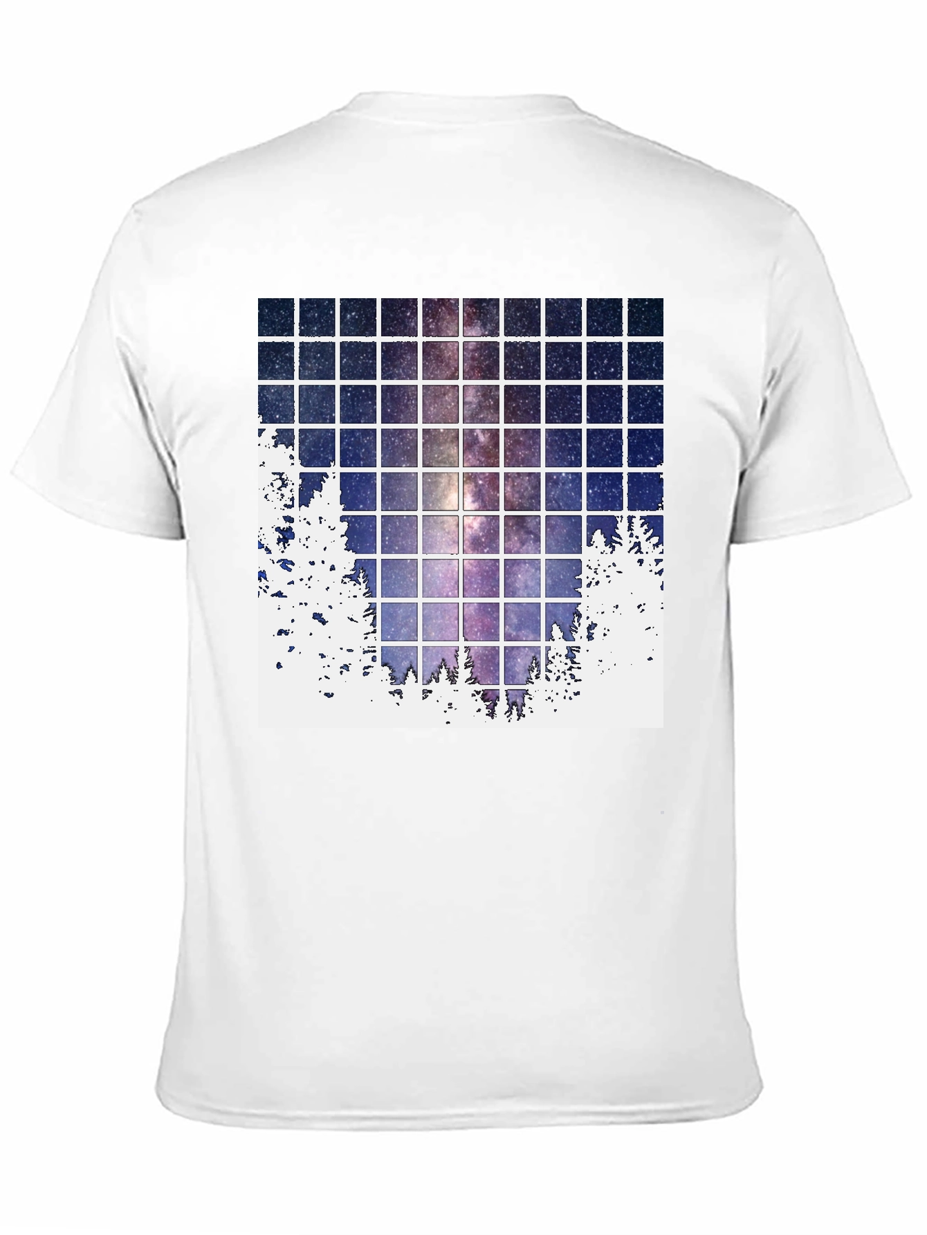 Galaxy Grid T-Shirt: Night Sky Forest Tee