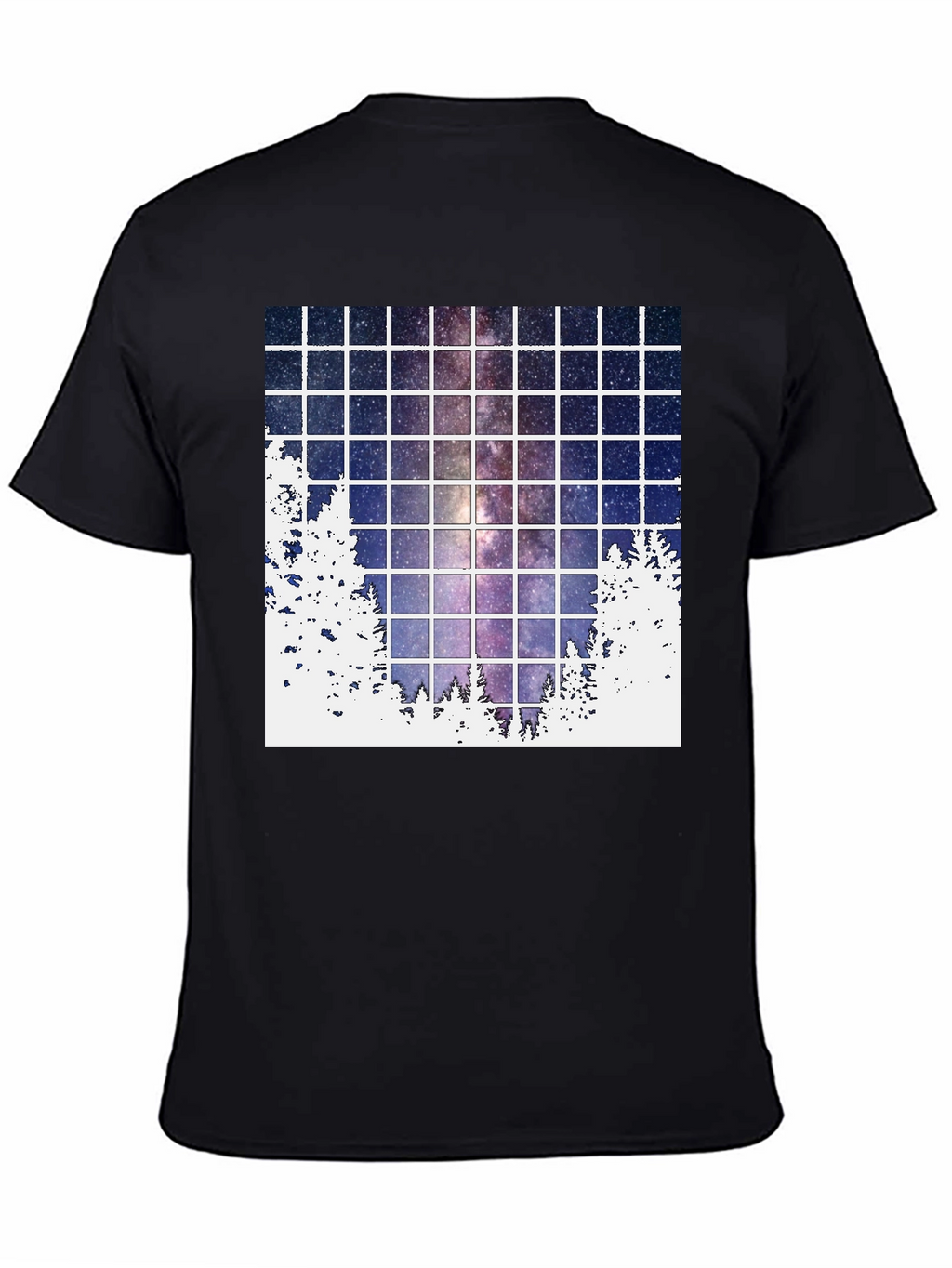 Galaxy Grid T-Shirt: Night Sky Forest Tee