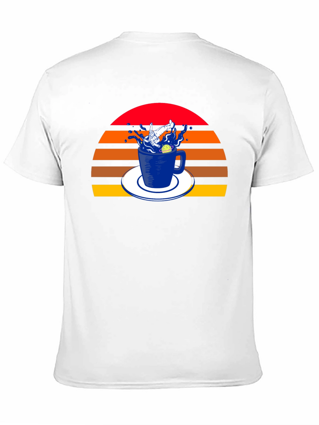 Retro Spaceman in a Teacup Black T-Shirt