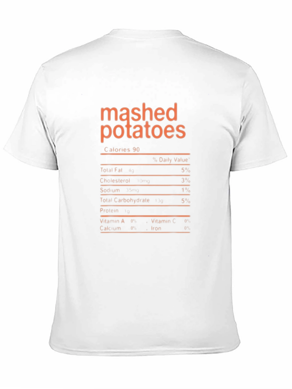 Mashed Potatoes Nutrition Facts Graphic T-Shirt