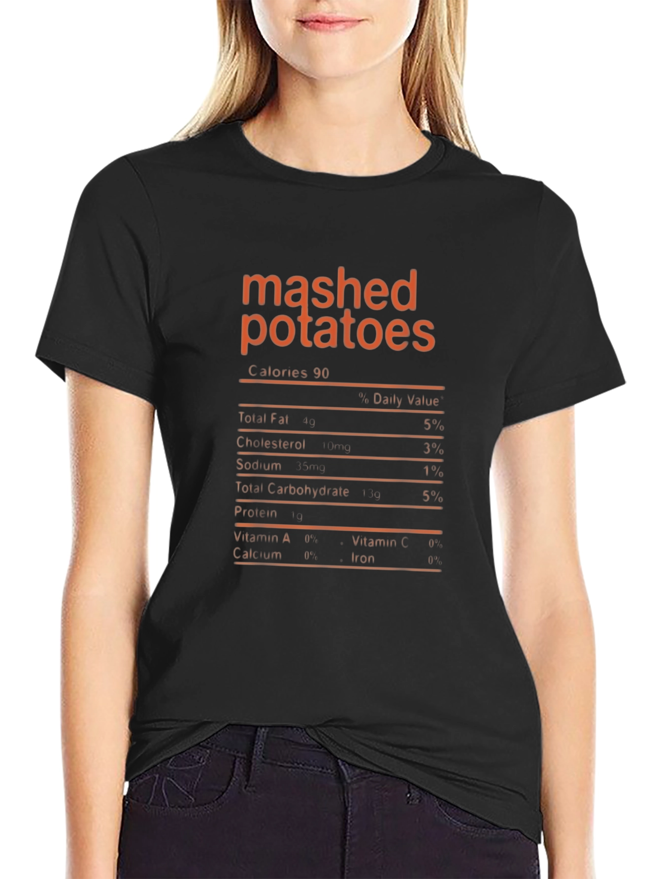 Mashed Potatoes Nutrition Facts Graphic T-Shirt