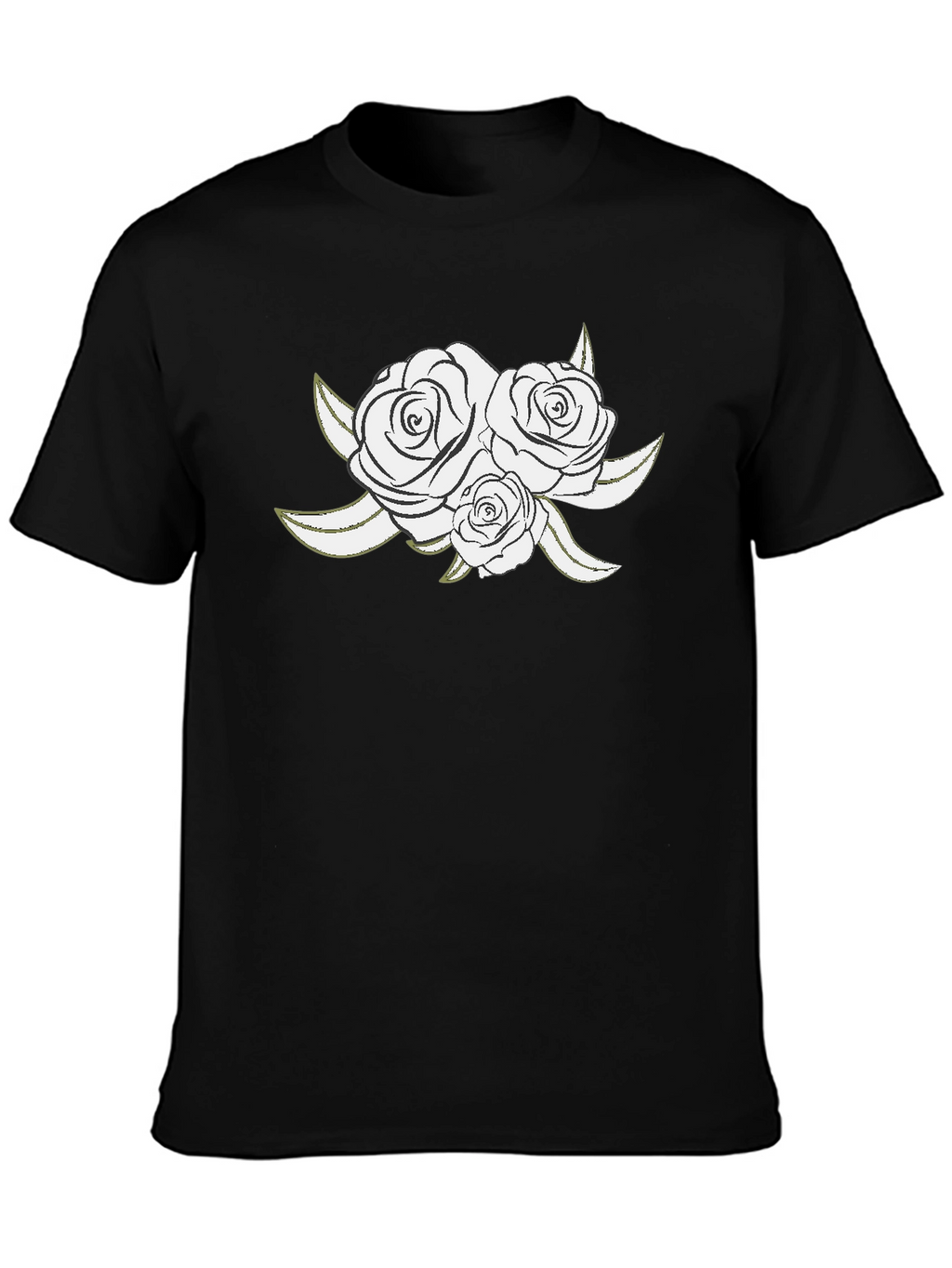 Elegant Rose Graphic Black T-Shirt