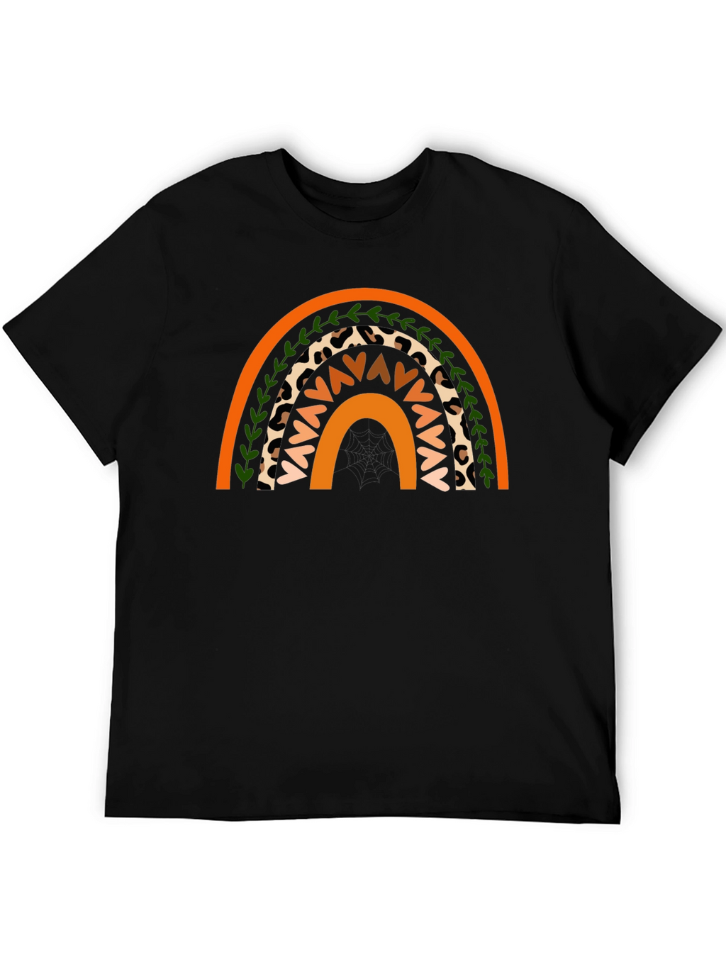 Boho Rainbow Graphic Tee - Stylish Mens Black T-Shirt