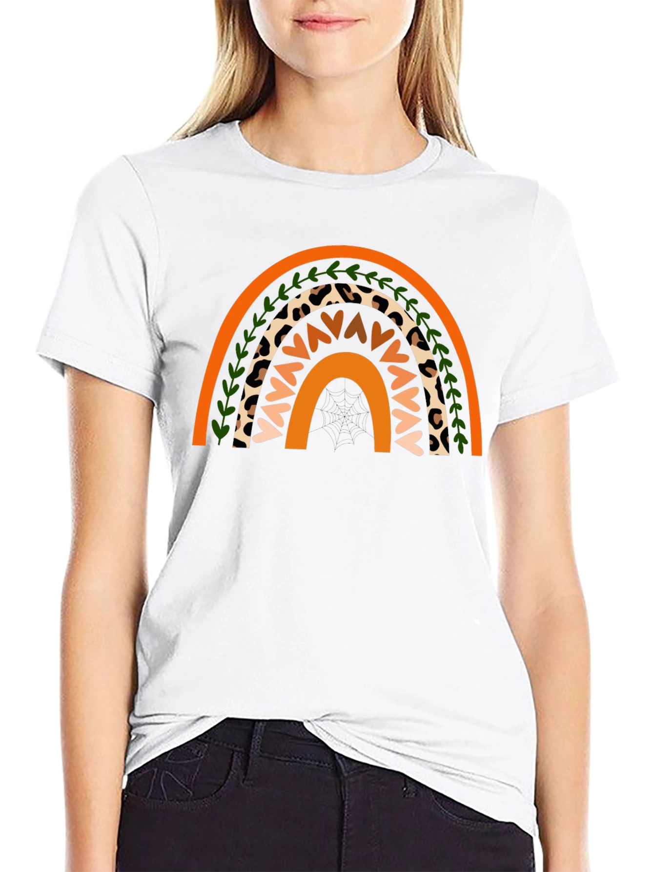 Boho Rainbow Graphic Tee - Stylish Mens Black T-Shirt