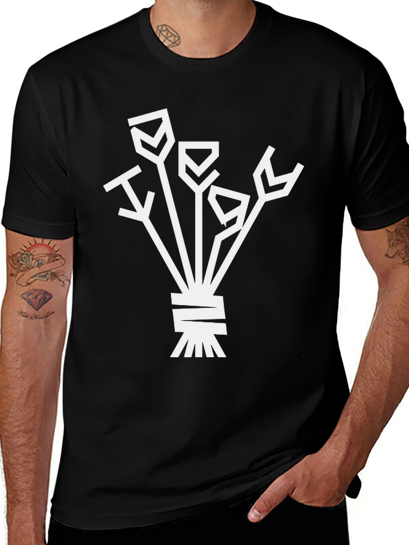 Abstract Floral Graphic Tee - Black Cotton Shirt