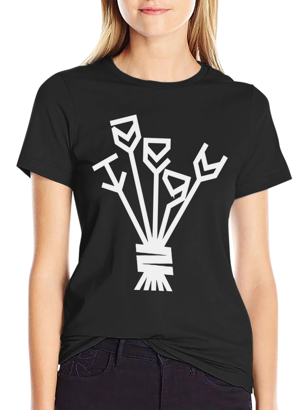Abstract Floral Graphic Tee - Black Cotton Shirt
