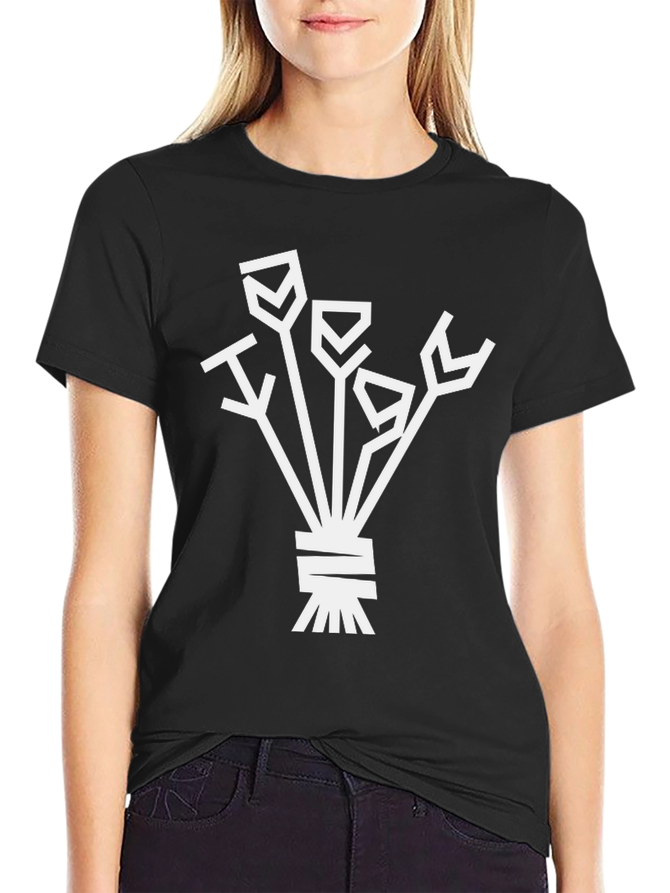 Abstract Floral Graphic Tee - Black Cotton Shirt