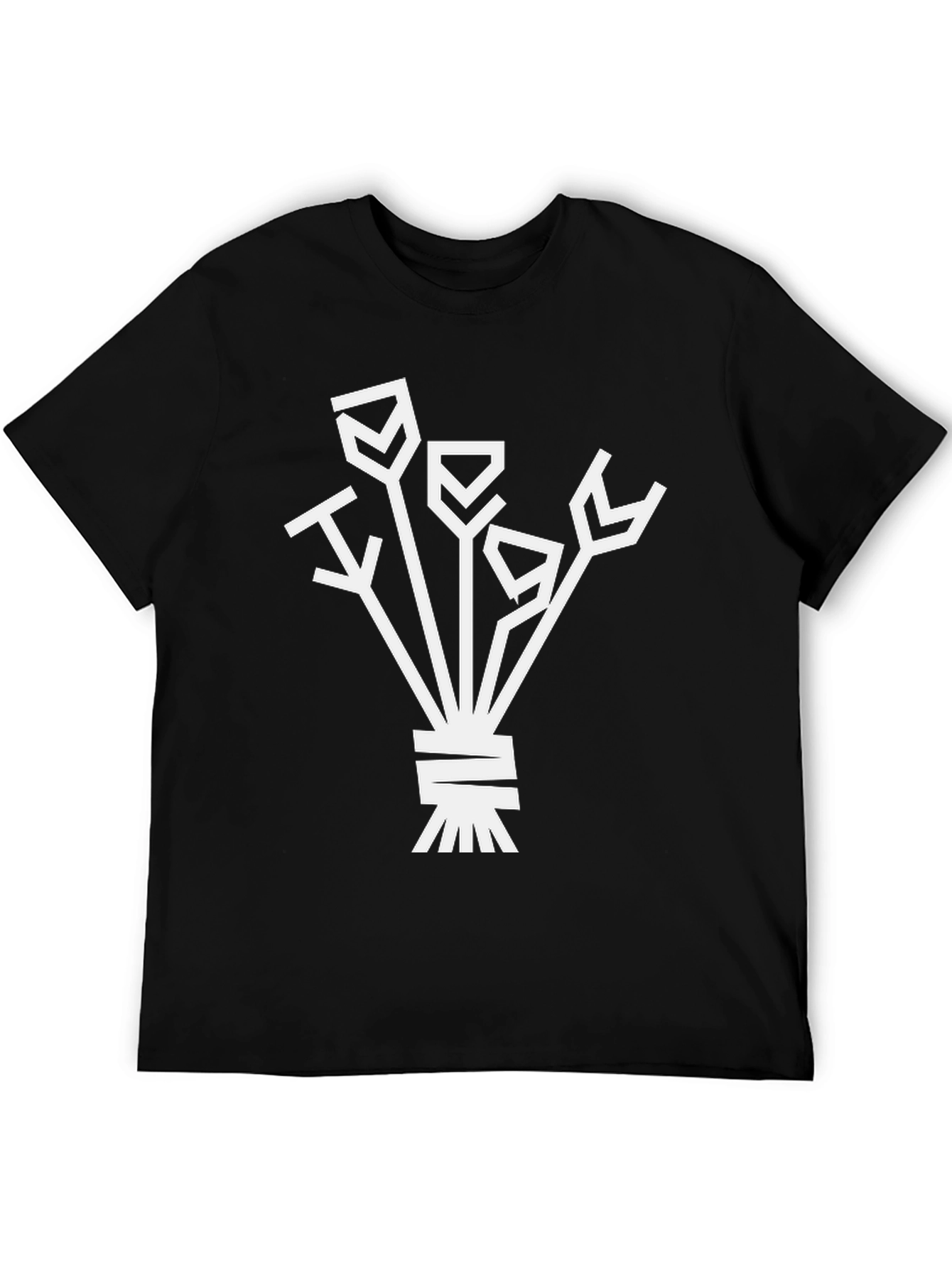 Abstract Floral Graphic Tee - Black Cotton Shirt