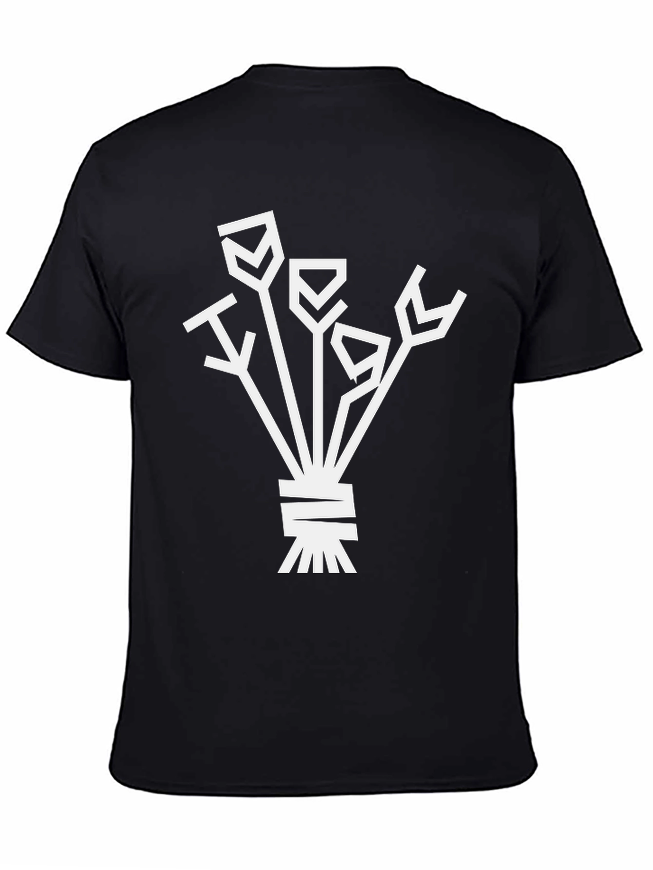 Abstract Floral Graphic Tee - Black Cotton Shirt