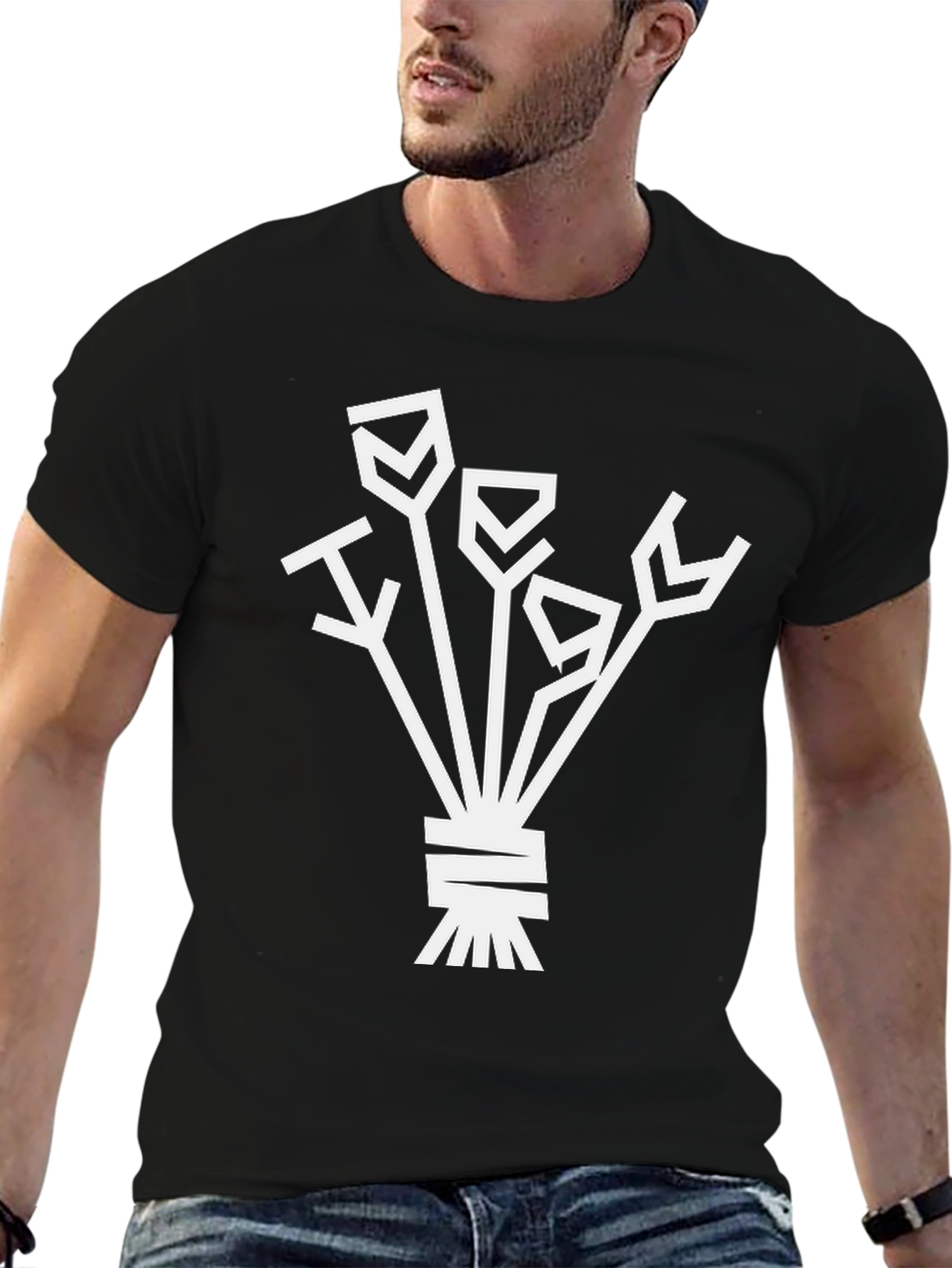 Abstract Floral Graphic Tee - Black Cotton Shirt