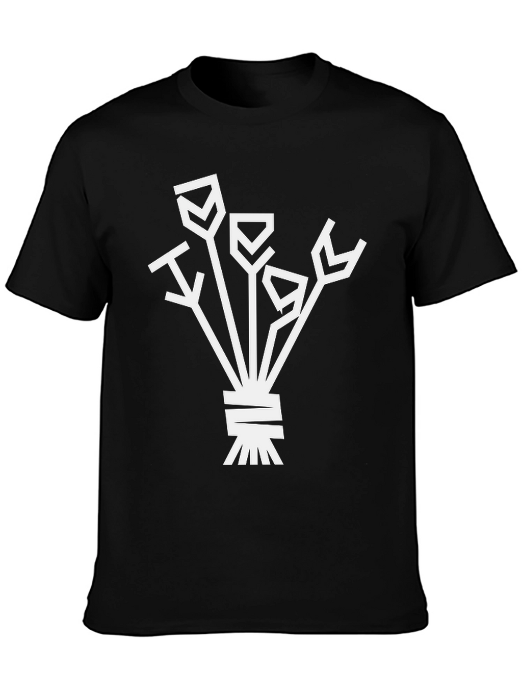 Abstract Floral Graphic Tee - Black Cotton Shirt