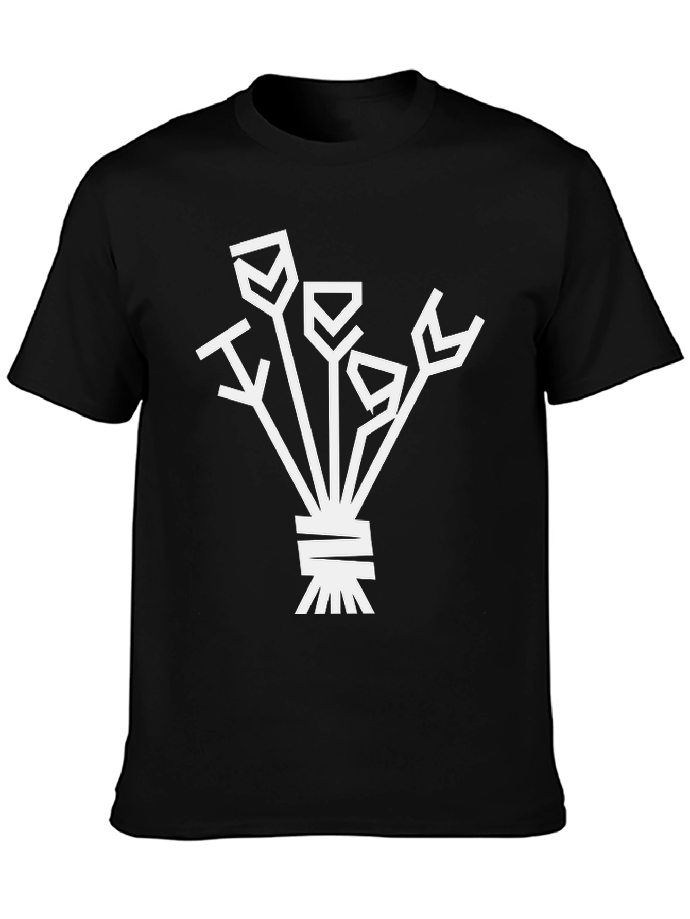 Abstract Floral Graphic Tee - Black Cotton Shirt