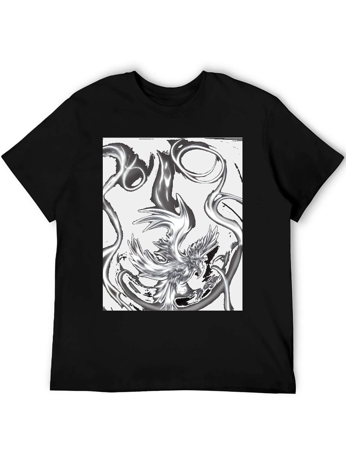 Abstract Phoenix Graphic Black T-Shirt