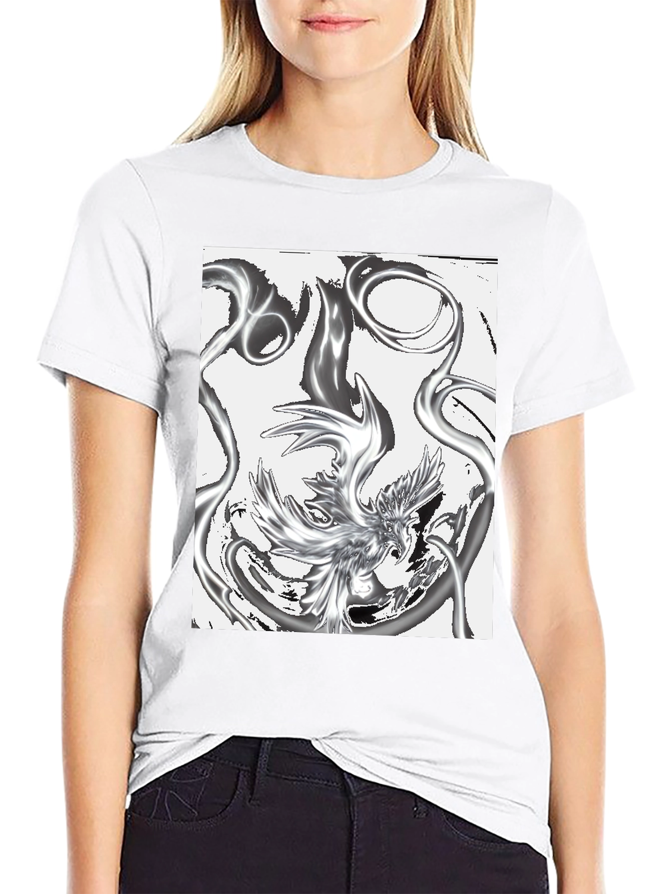 Abstract Phoenix Graphic Black T-Shirt
