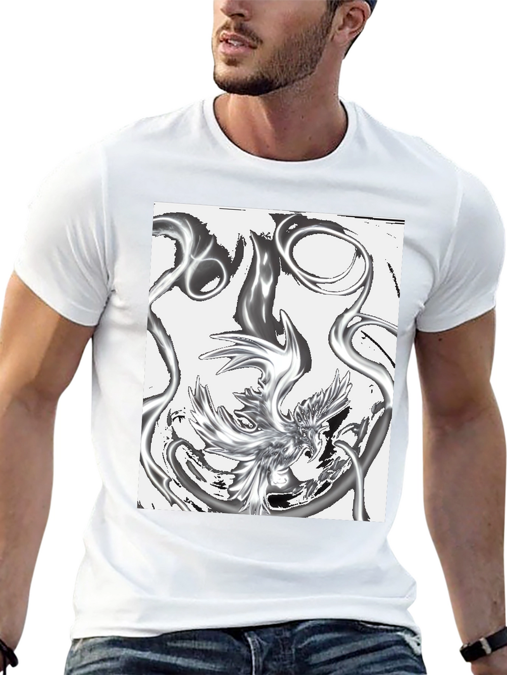 Abstract Phoenix Graphic Black T-Shirt