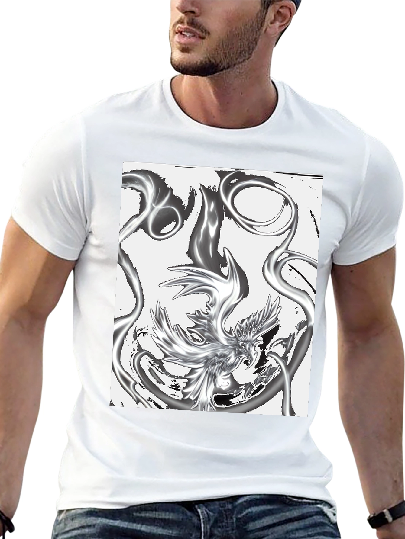 Abstract Phoenix Graphic Black T-Shirt