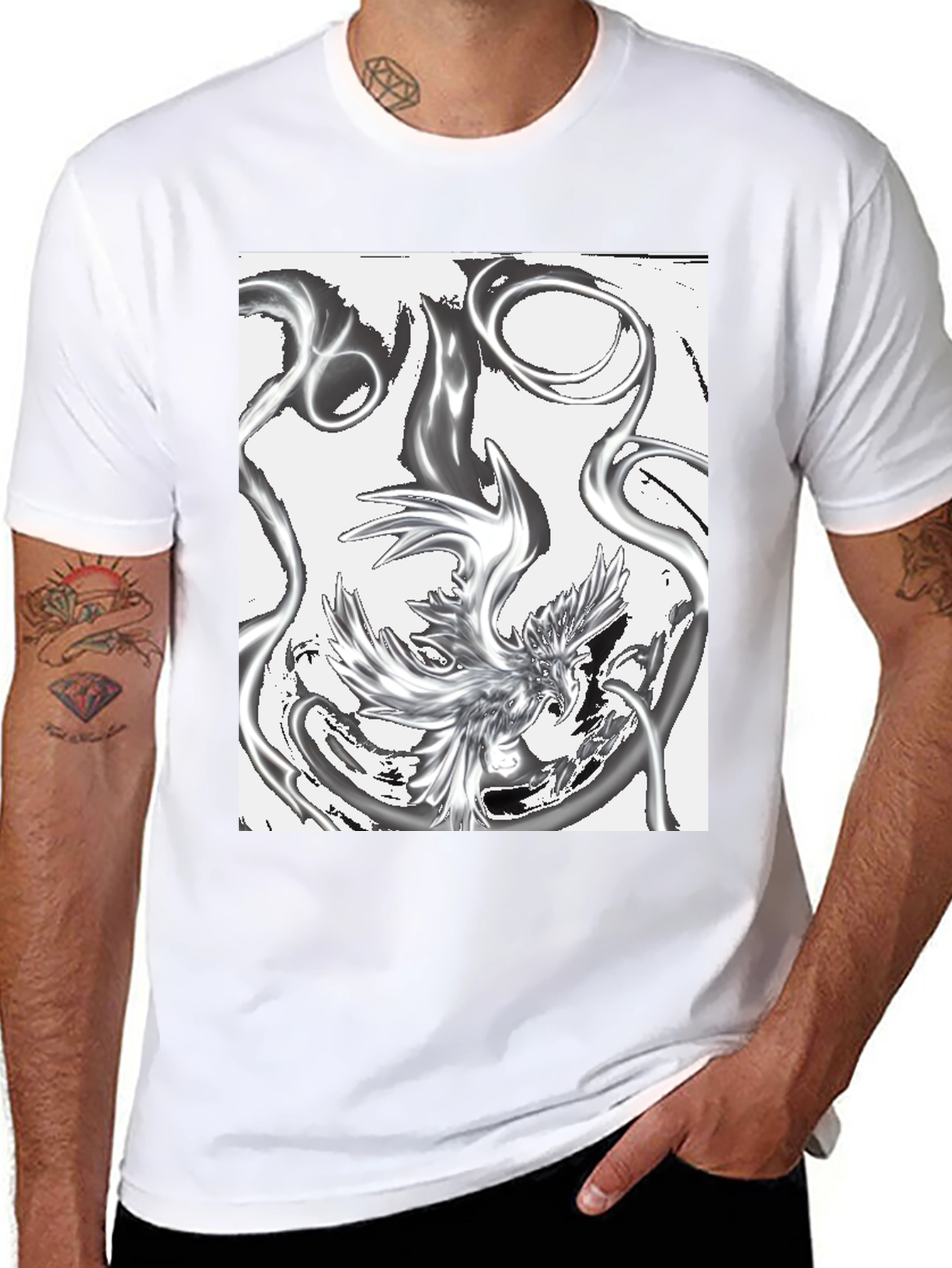 Abstract Phoenix Graphic Black T-Shirt