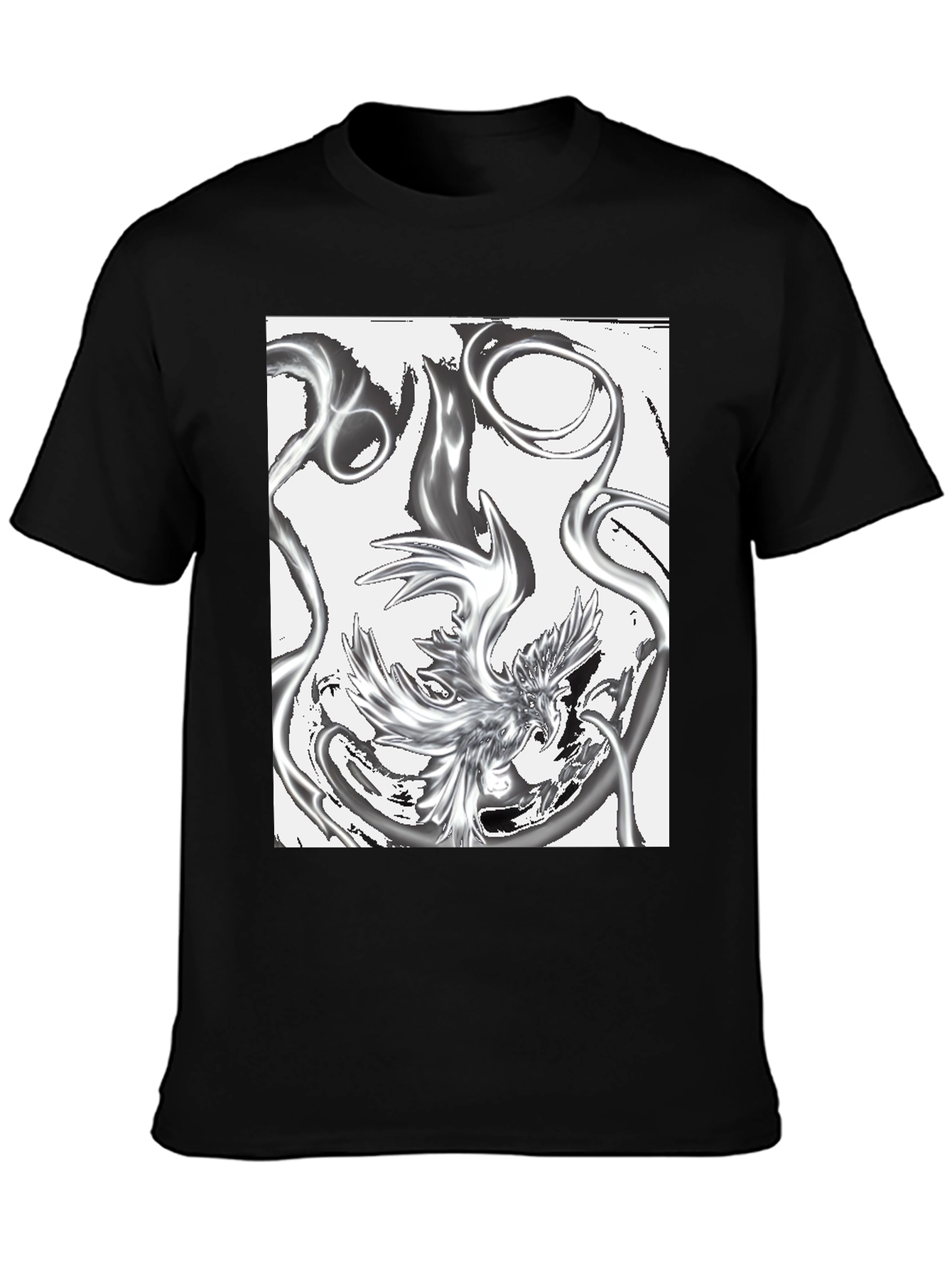Abstract Phoenix Graphic Black T-Shirt