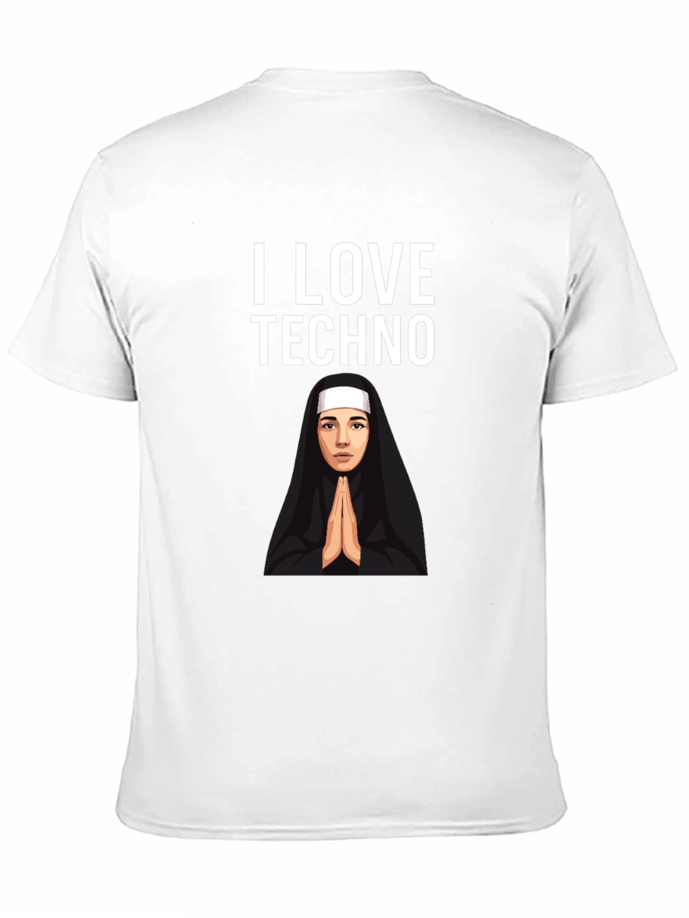 I Love Techno Nun T-Shirt - Unisex Black Tee