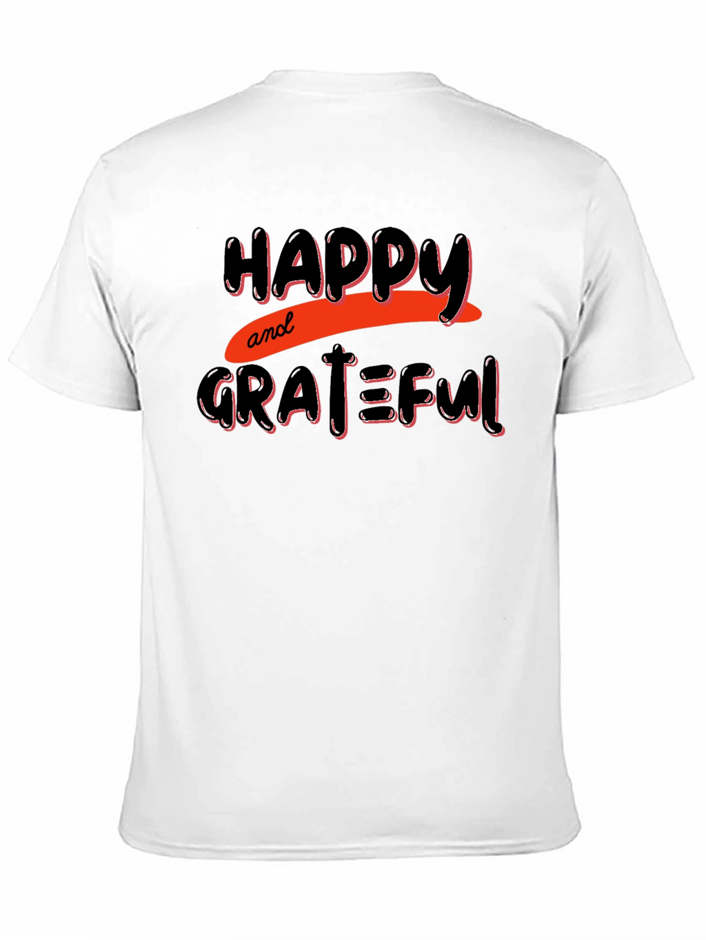 Happy & Grateful Graphic Print Black T-Shirt
