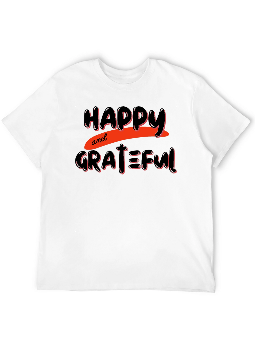 Happy & Grateful Graphic Print Black T-Shirt