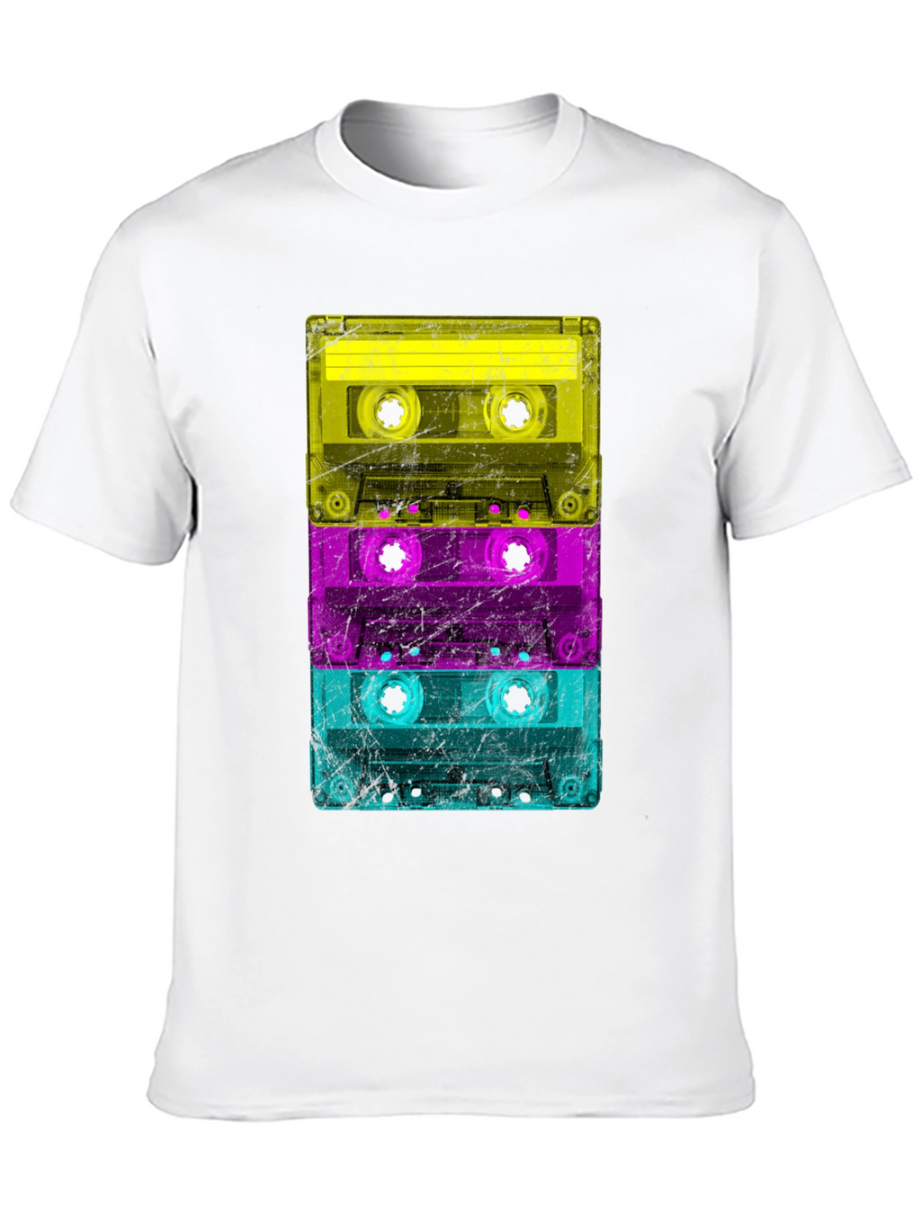 Retro Cassette Tape Stack Graphic T-Shirt