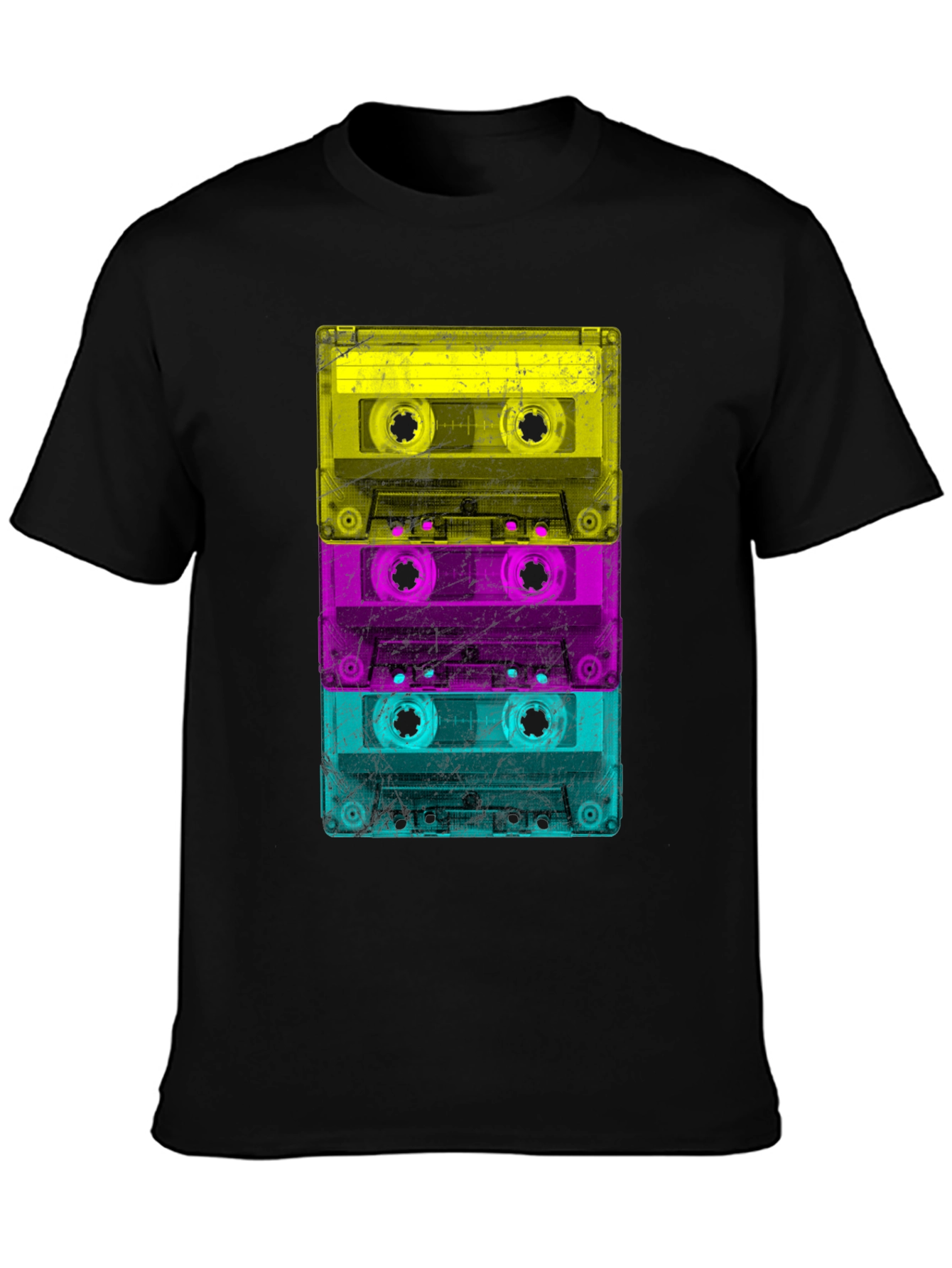 Retro Cassette Tape Stack Graphic T-Shirt