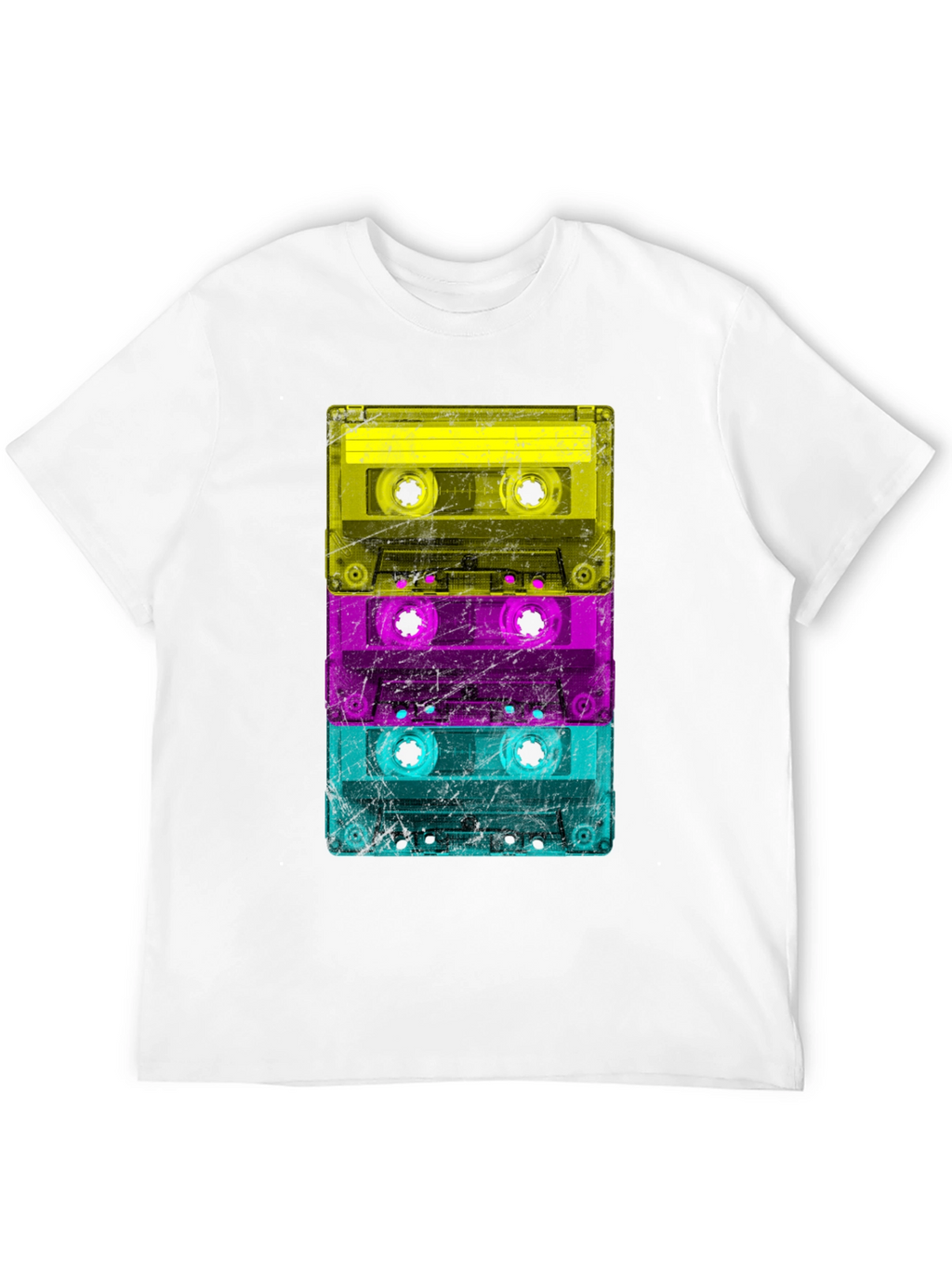 Retro Cassette Tape Stack Graphic T-Shirt