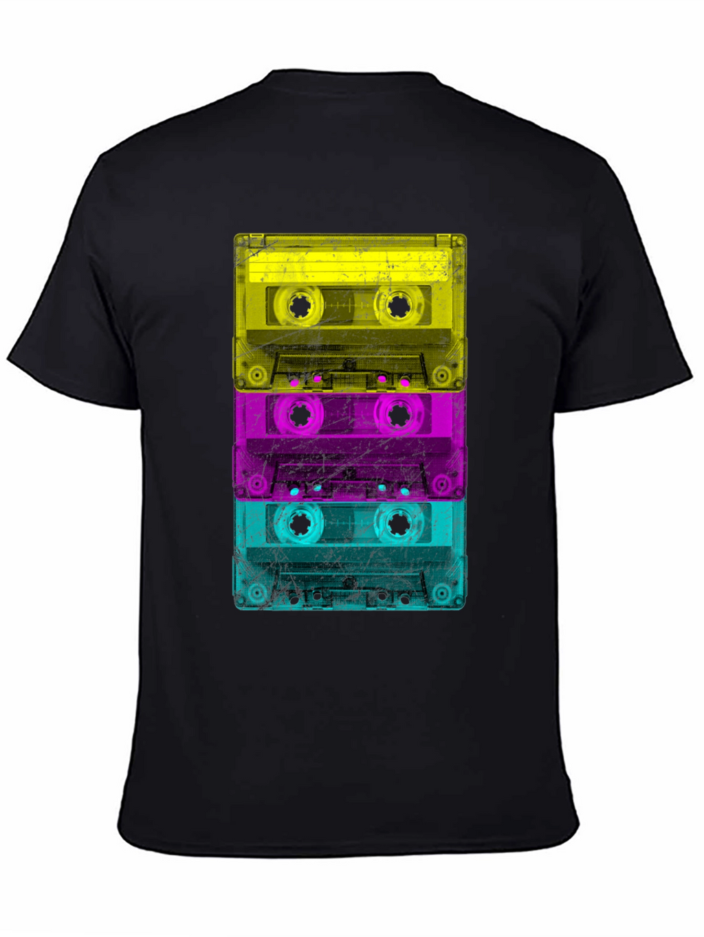 Retro Cassette Tape Stack Graphic T-Shirt