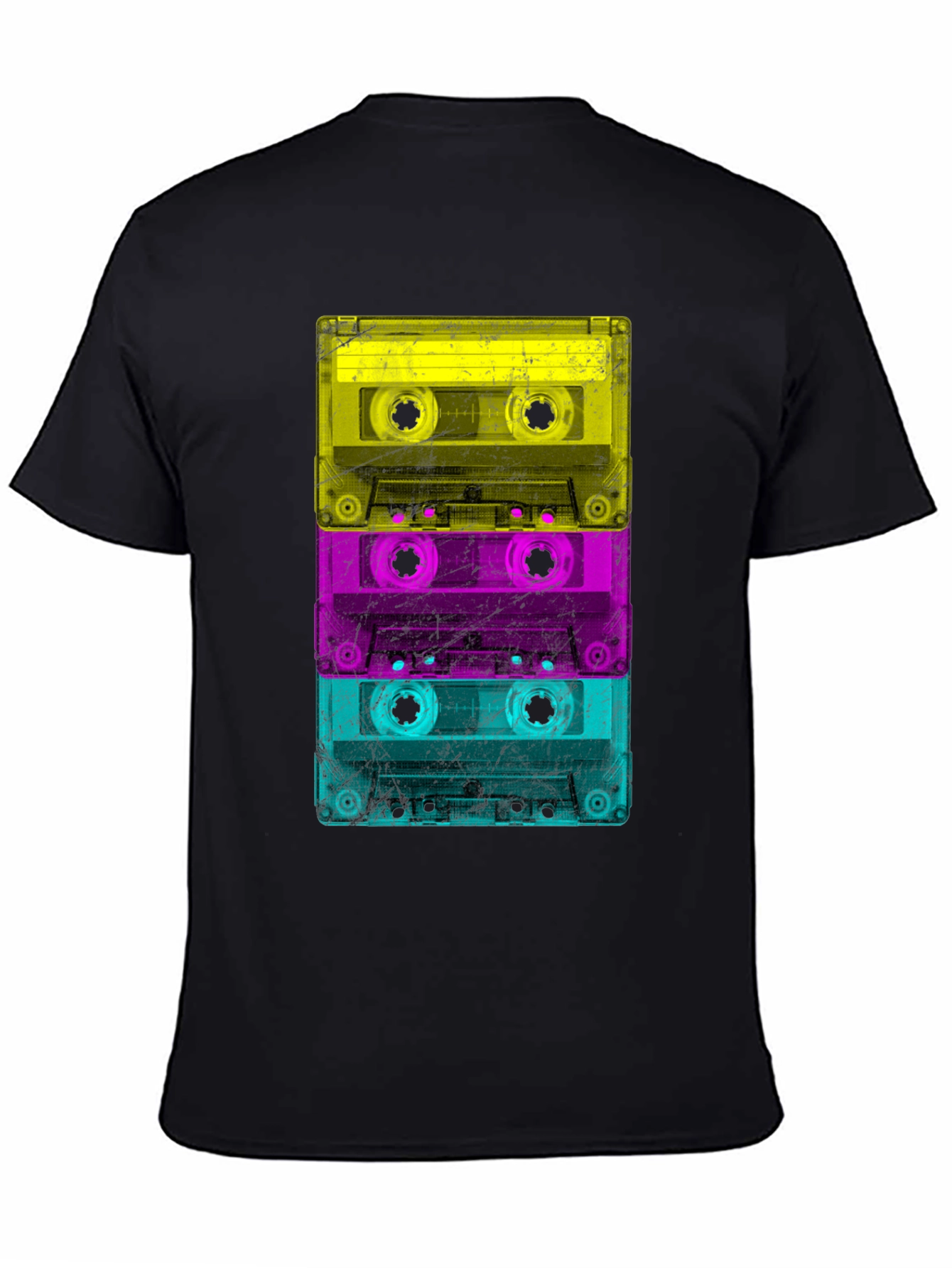 Retro Cassette Tape Stack Graphic T-Shirt