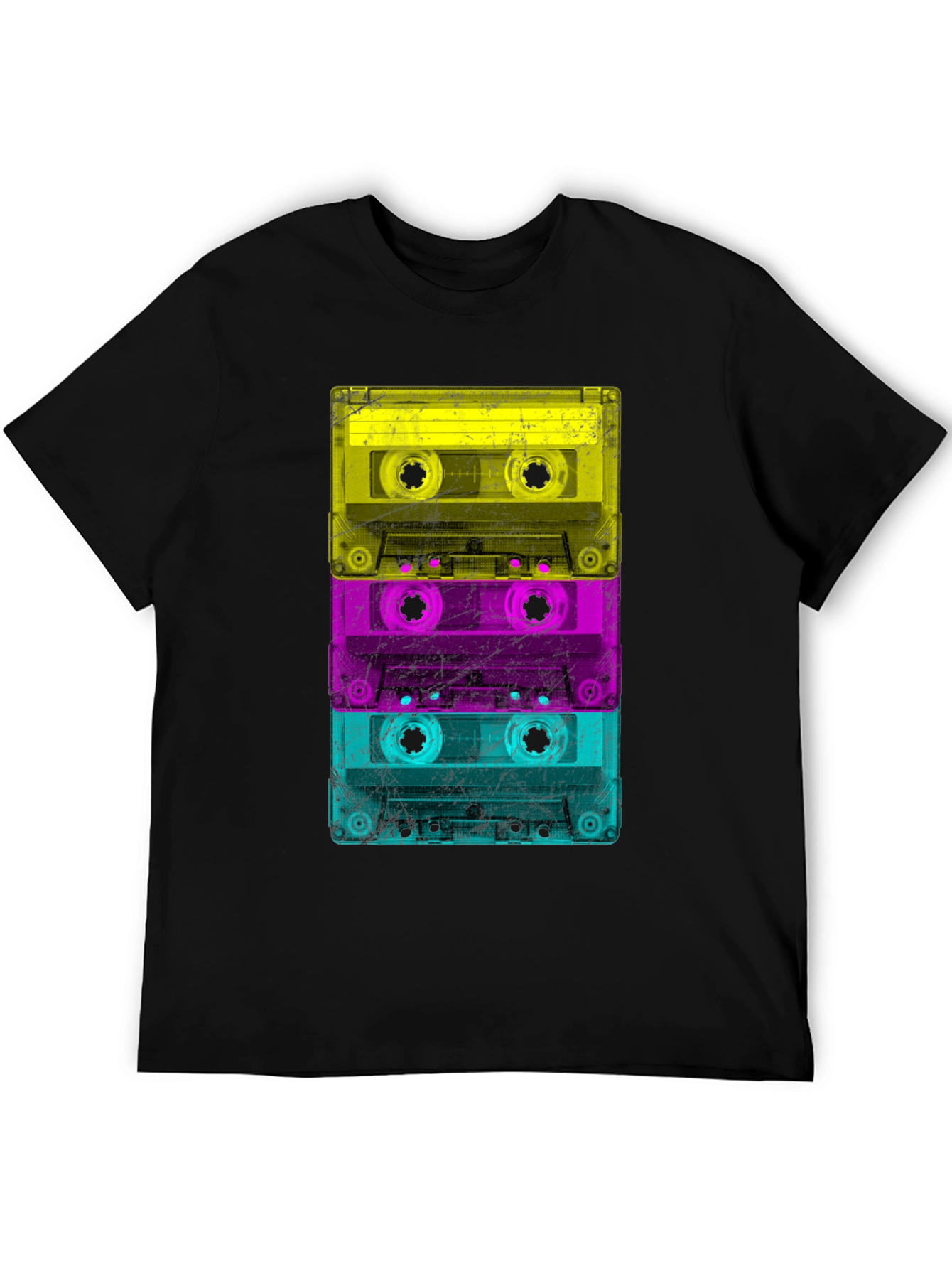 Retro Cassette Tape Stack Graphic T-Shirt