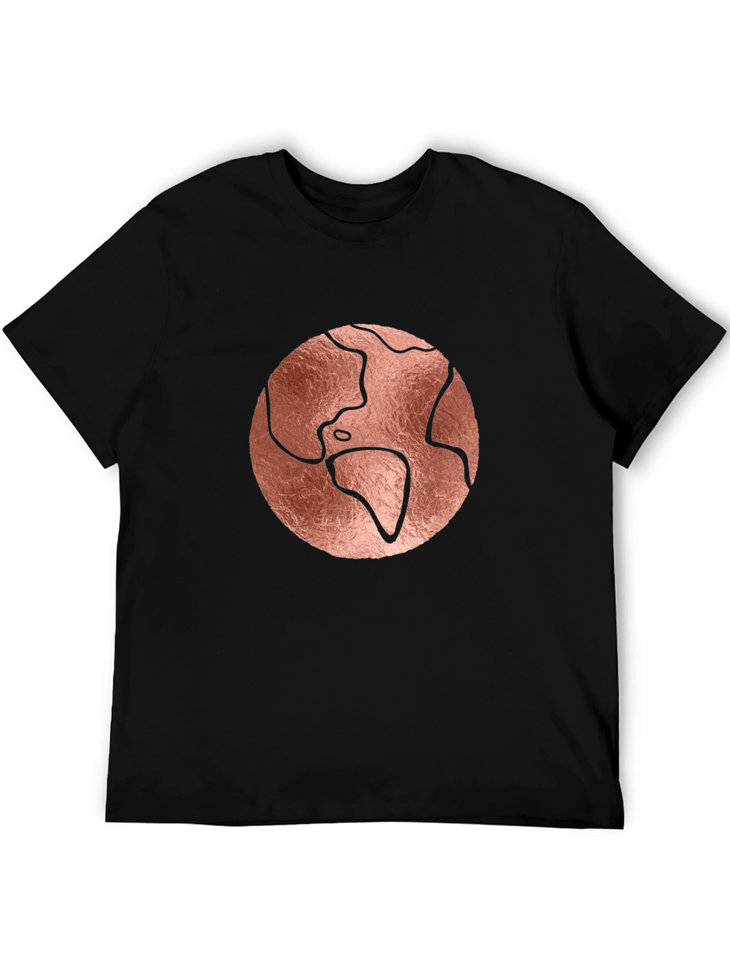 Rose Gold Earth Graphic Black T-Shirt
