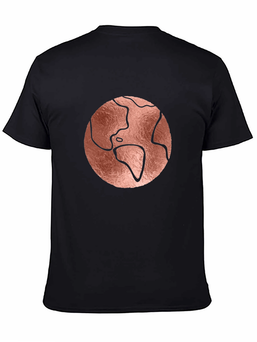 Rose Gold Earth Graphic Black T-Shirt
