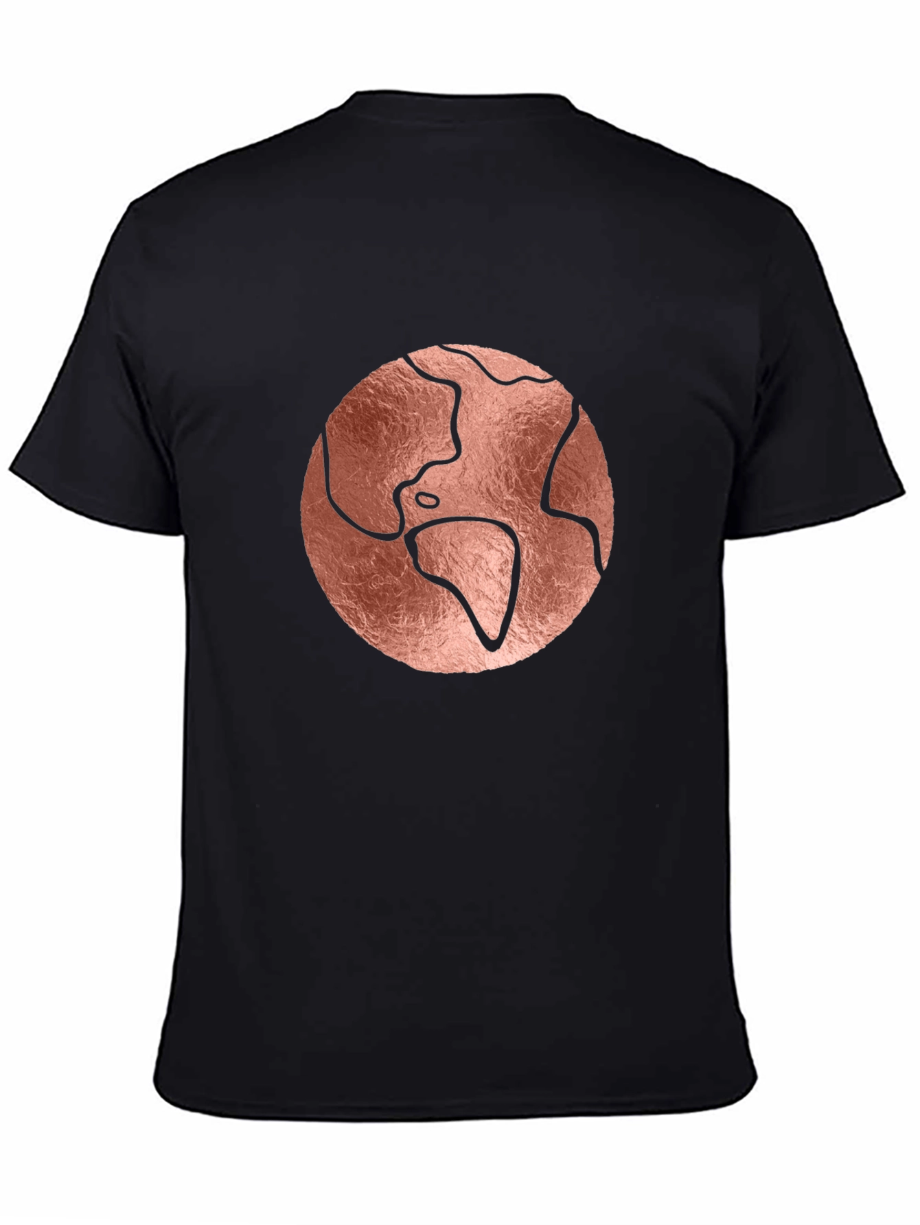 Rose Gold Earth Graphic Black T-Shirt