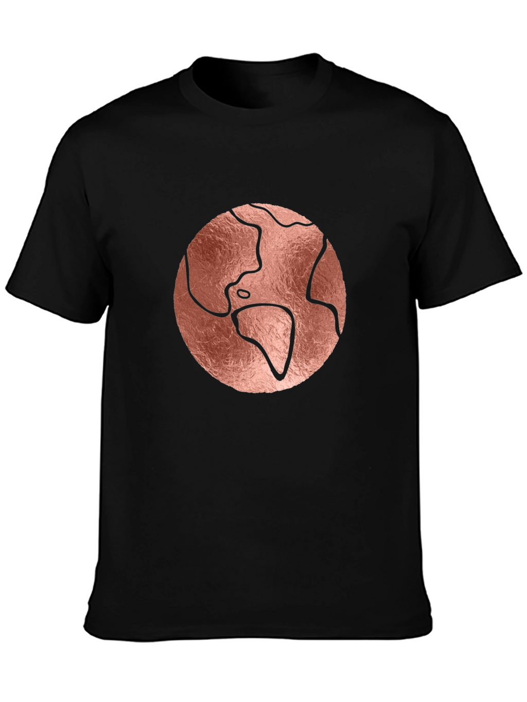 Rose Gold Earth Graphic Black T-Shirt
