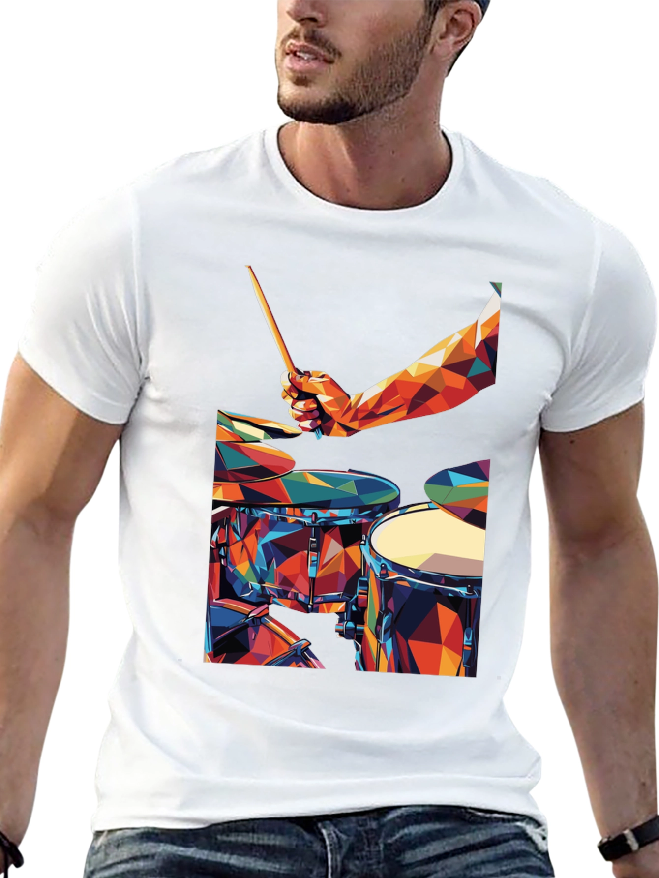 Abstract Geometric Drum Set Graphic T-Shirt