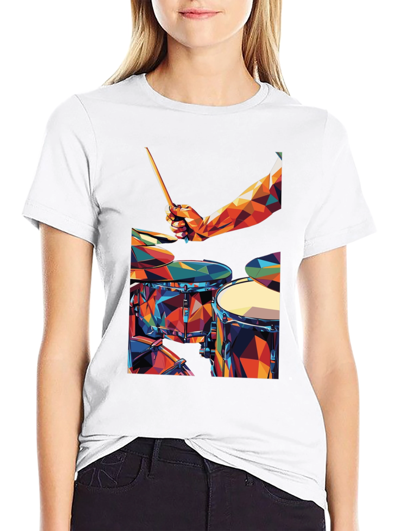 Abstract Geometric Drum Set Graphic T-Shirt