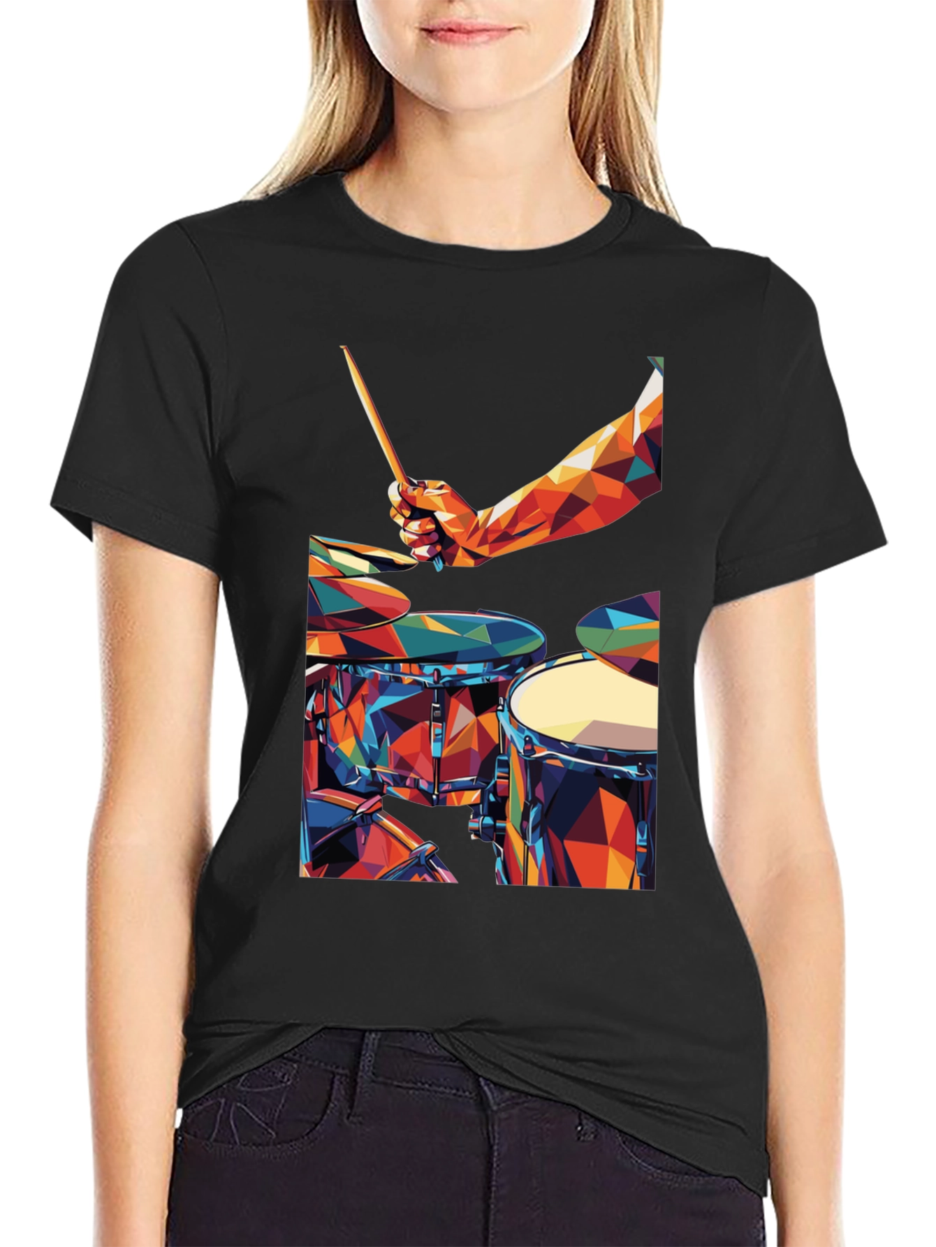 Abstract Geometric Drum Set Graphic T-Shirt