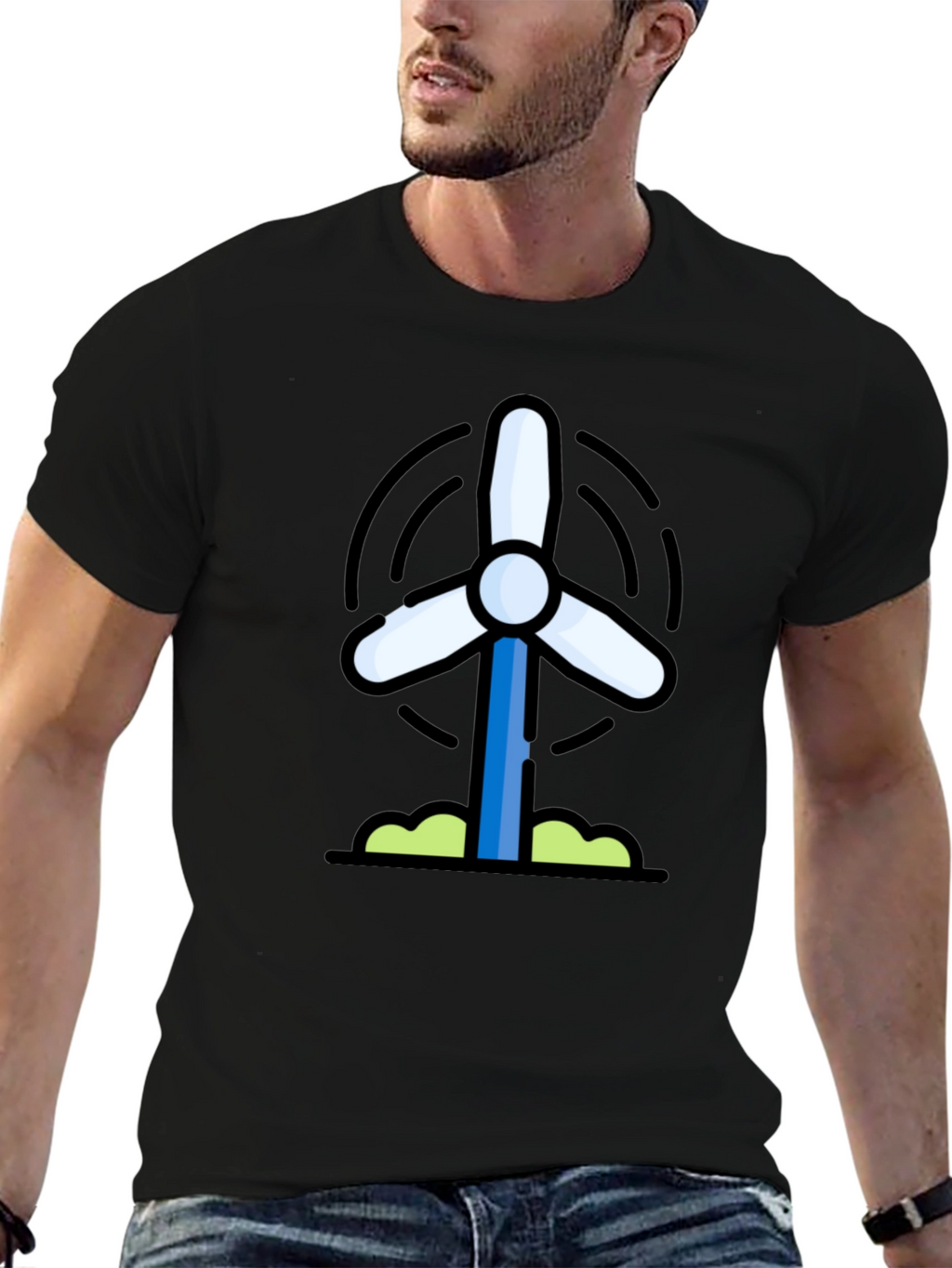 Wind Turbine Graphic Tee - Eco-Friendly Shirt