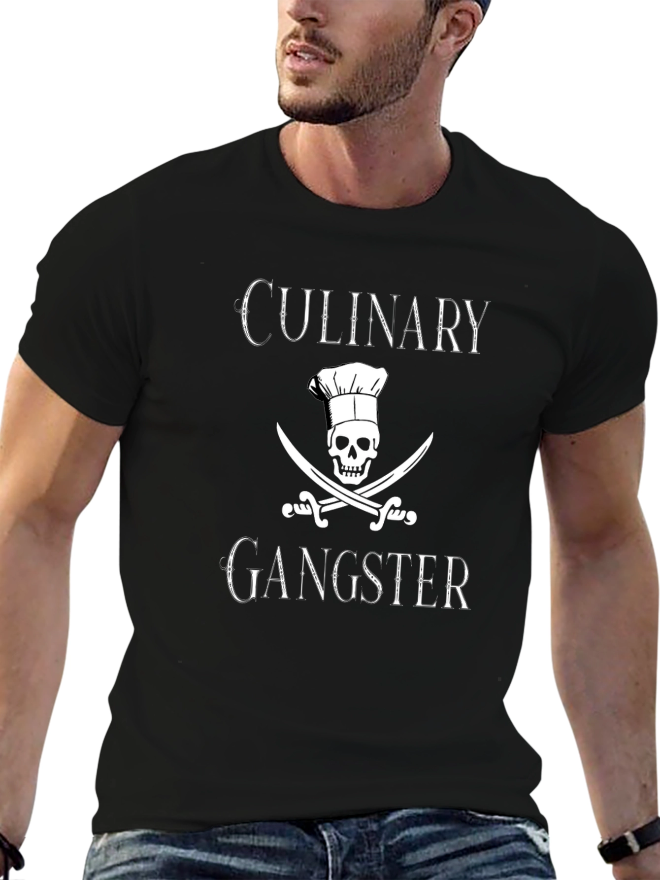 Culinary Gangster T-Shirt - Chef Skull & Swords Graphic