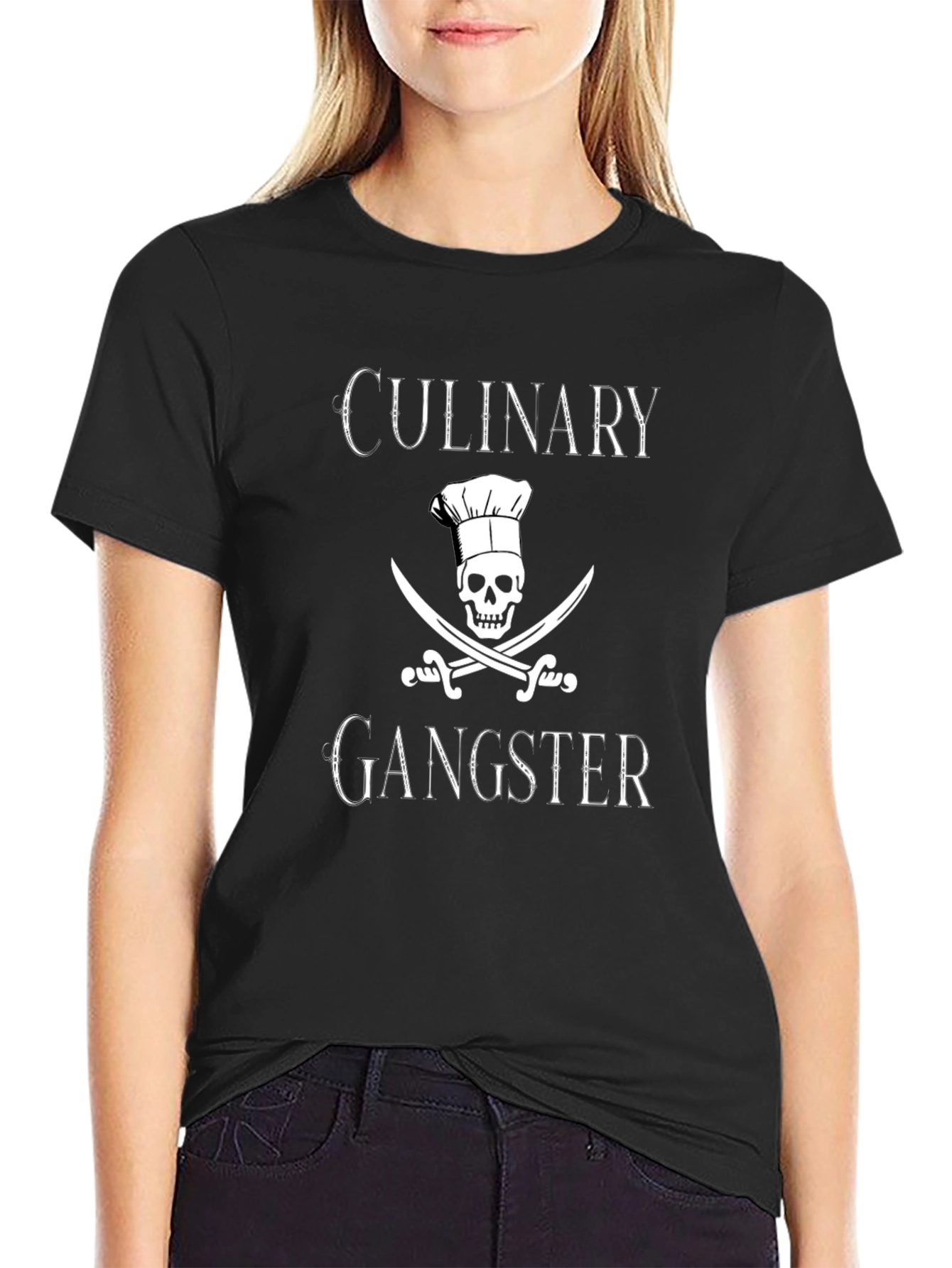 Culinary Gangster T-Shirt - Chef Skull & Swords Graphic
