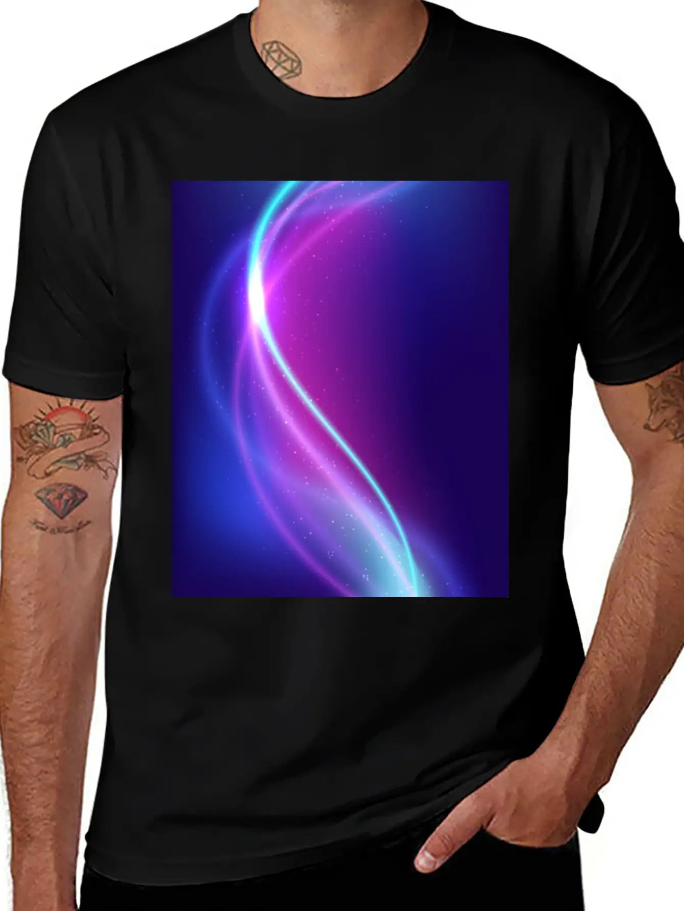 Abstract Blue Pink Waves Breathable Soft Cotton T-Shirt – Timeless Casual Look