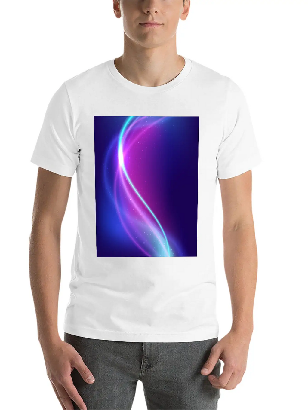 Abstract Blue Pink Waves Breathable Soft Cotton T-Shirt – Timeless Casual Look